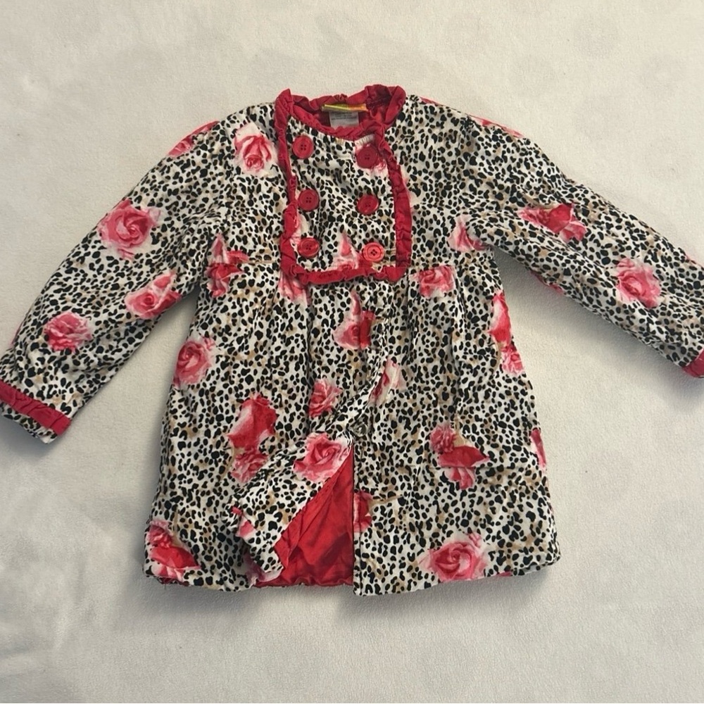 Penelope Mack Floral Leopard Kids Easter Spring Coat size 4